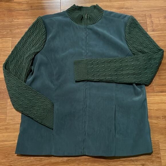 Christopher & Banks Faux Suede Wool blend Knit Sweater Jacket Cardigan Size M - Picture 1 of 14